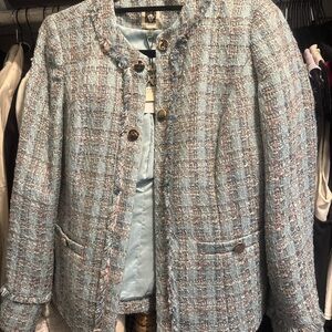 Anne Klein Light Blue Tweed Blazer